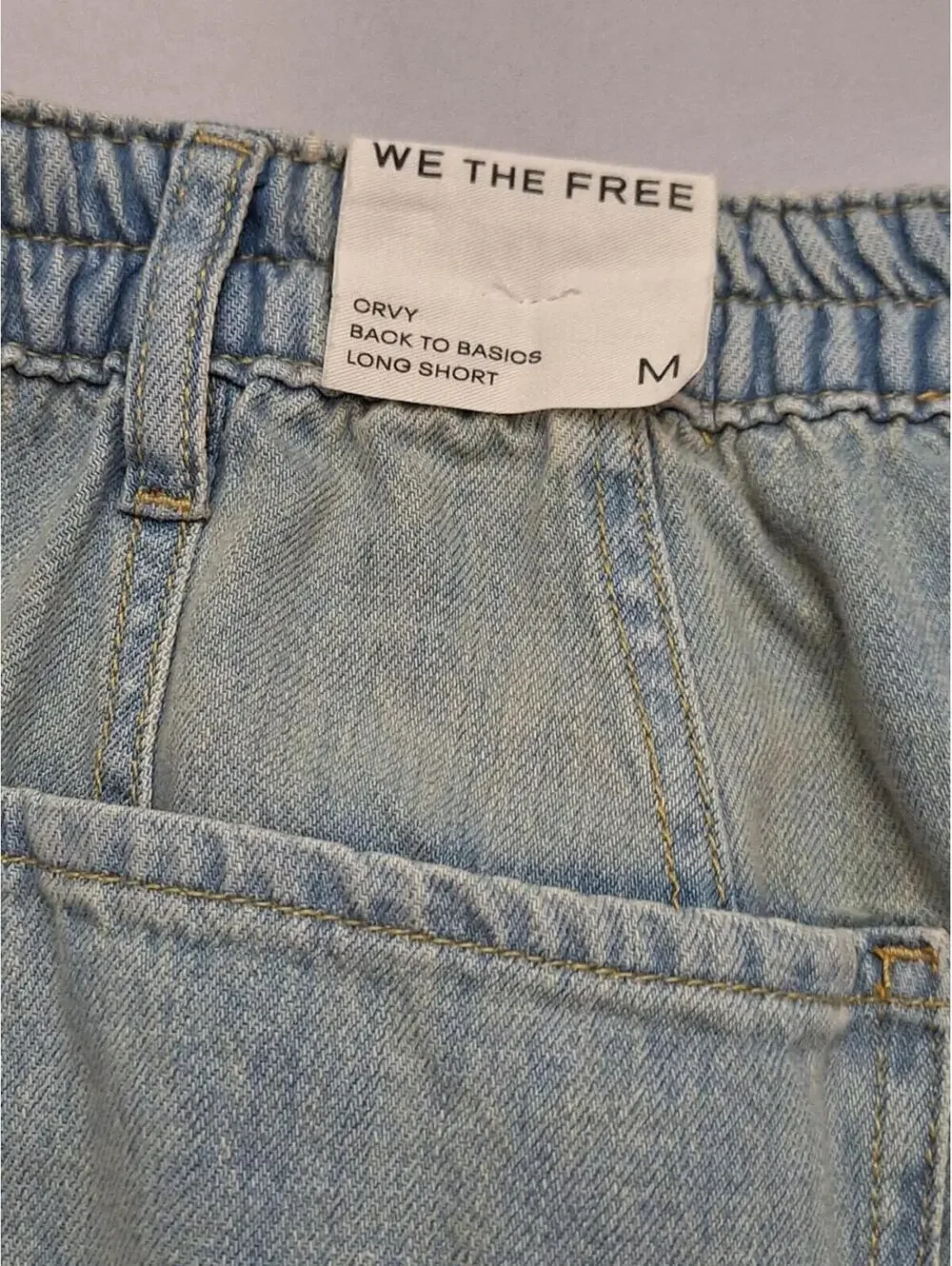 We The Free Curvy Back To Basics Light Blue Long Denim Shorts